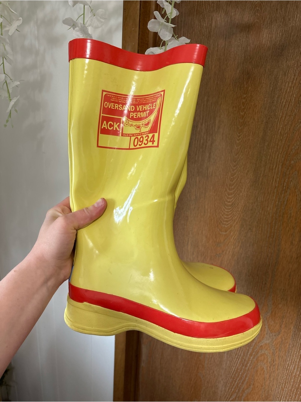 Nantucket Yellow Rain Boots with Red Trim and Printed Badge ⛵️